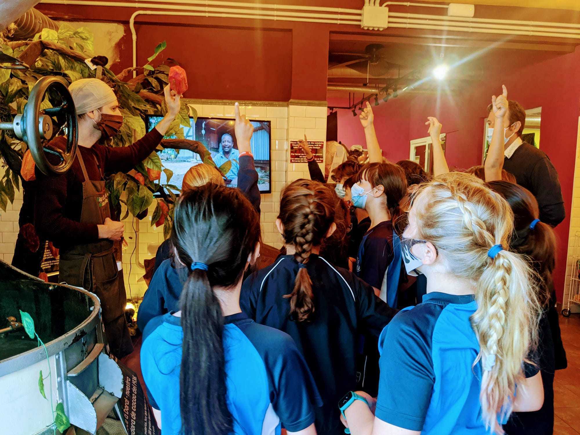 Students enjoying chocolate workshop